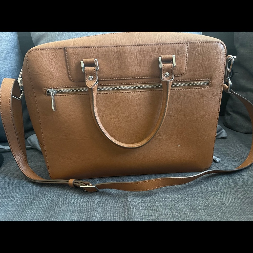 Barney’s New York Leather Messenger Bag British Tan